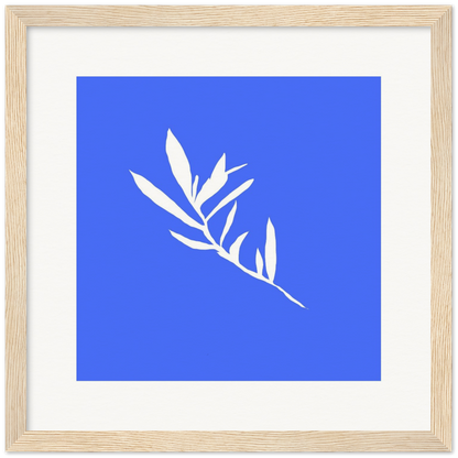 Framed "Olive Sprig" in Mediterranean Blue