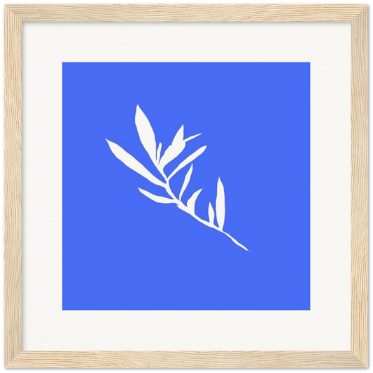 Framed "Olive Sprig" in Mediterranean Blue